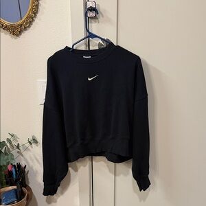 Nike Women's Black Sweatshirt with White Logo